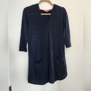 Navy Blue Hooded Women's Swim Coverup